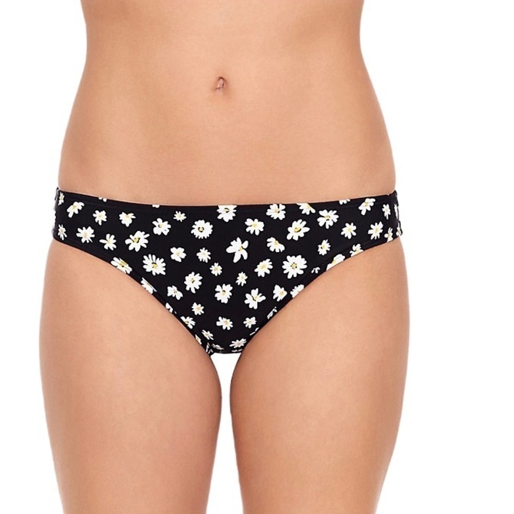 SO Juniors Low-Rise Hipster Swim Bottom Black White Daisy Floral Multiple Size